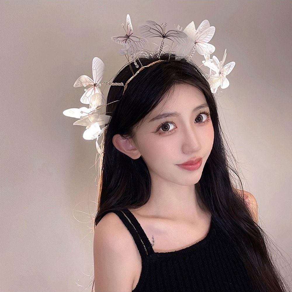 Crystal Photography Decoration Women Hair Hoop Transparent Dragonfly Headband Korean Headdress