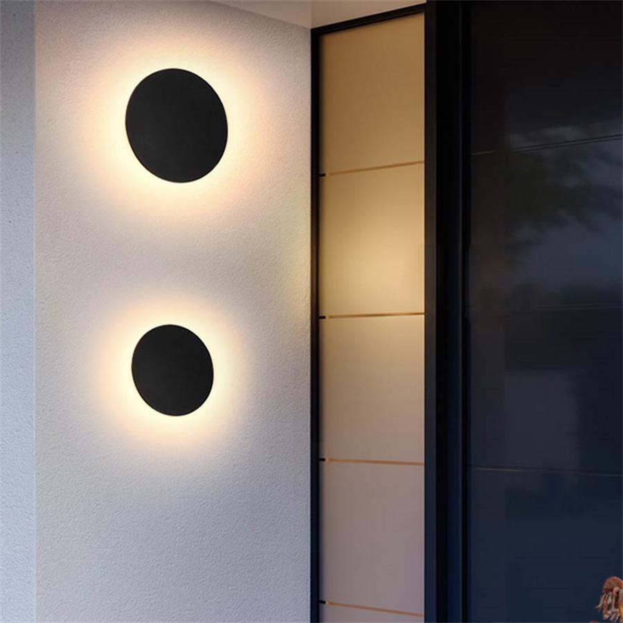 IP65 Waterproof Round LED Wall Light Outdoor Garden Balcony Porch Front Door Wall Lamp Fixture Corridor Aisle Stairs Sconces