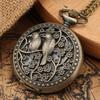 Vintage Bronze Wild Animal Pattern Necklace Watches Wolf/Eagle/Deer/Bear/Horse/Birds Retro Elegant Quartz Pocket Clock