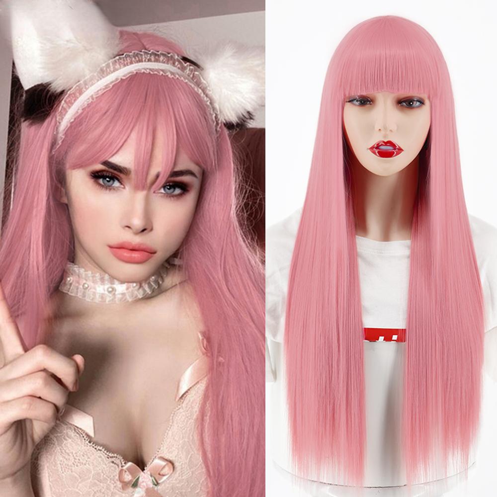 MERISIHAIR Женский длинный прямой серебряный парик с челкой, черный, серебристый, коричневый, цвет омбре, парик из синтетического волокна для женщин
