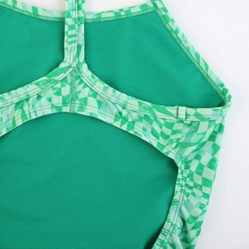 Nike Женский купальник-борцовка hydraStrong Multi Print NeSSe017 Green Shock