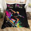 Teens Skateboard Duvet Cover Boys Hipster Graffiti Style Comforter Covers Children Extreme Sports Theme Cool Skate Bedding Set