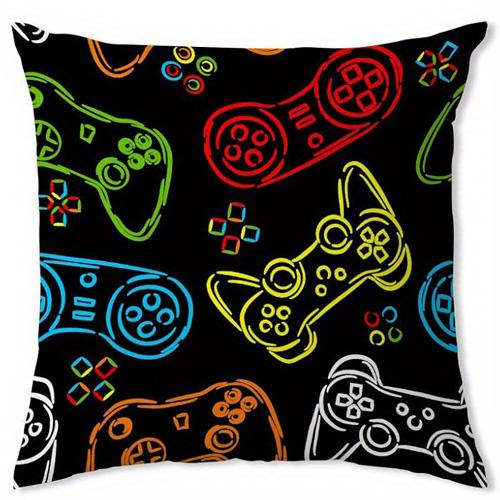 Home Decor Colorful Game Controllers Fun Gaming Throw Pillow Pattern Cushion Cover Suitable for Sofa Bedroom Car Pillow Cover