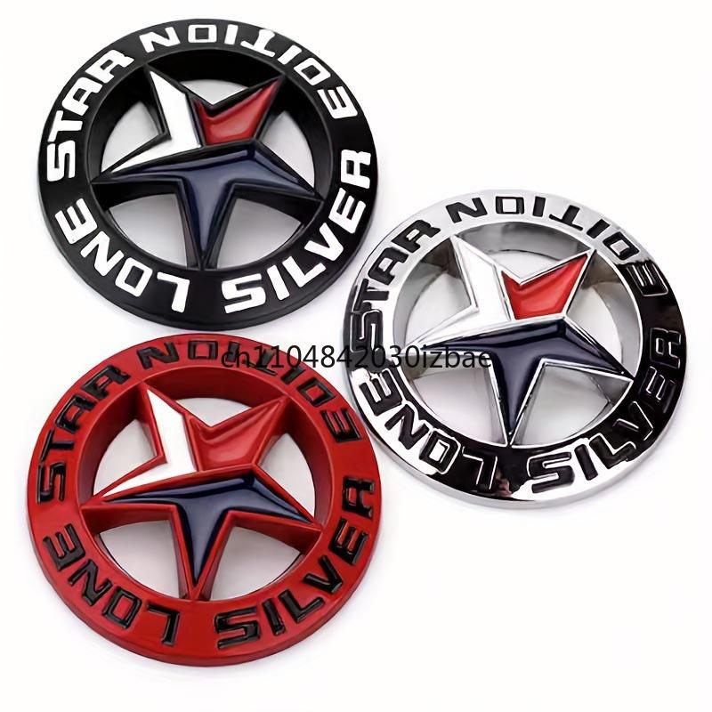 3D Metal Lonestar Car Sticker Texas Pentagram Badge Suitable for Jeep - Silver Chrome Finish ALN1