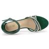 Allegra K Women's Green Ankle Strap Sandals with Rhinestones and Chunky Heels, Size 25.5cm