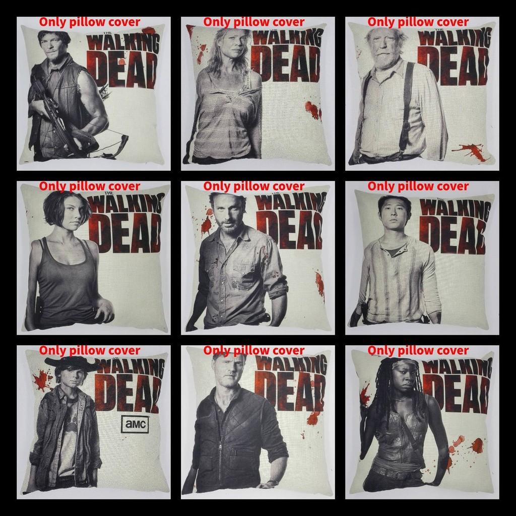 Премиальная серая льняная наволочка для диванной подушки Walking Dead для фанатов зомби-сериала 45x45 см