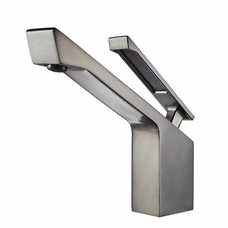 Gun Gray Hot and Cold Wash Basin Faucet Brass Creative Countertop Wash Sink Tap Deck Mounted Single Hole Tap Household
