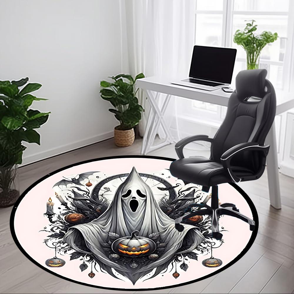 1pc Halloween Ghost Chair Carpet for Office Non-Slip, Machine Washable Rug for Office, Room - Holiday Decor, Machine Made yy251016045