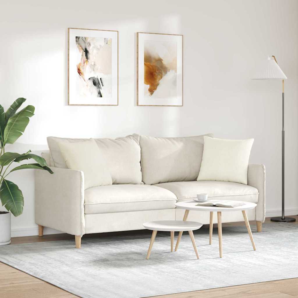 Sofa Cushions 2 Pieces Cream 45 x 45 cm Cord Fabric