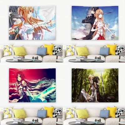 Тканый гобелен Sword Art Online Индивидуальные гобелены различных стилей Настенные украшения Печать фотографий знаменитостей Настенные украшения