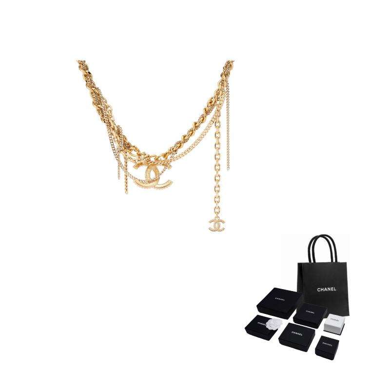 Chanel Модное металлическое колье с логотипом для женщин, золотое