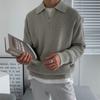 POLO Collar Sweater Men's Winter Thickened Loose Half-Zip Knit Sweater Autumn and Winter Lazy Japanese Retro Jacket