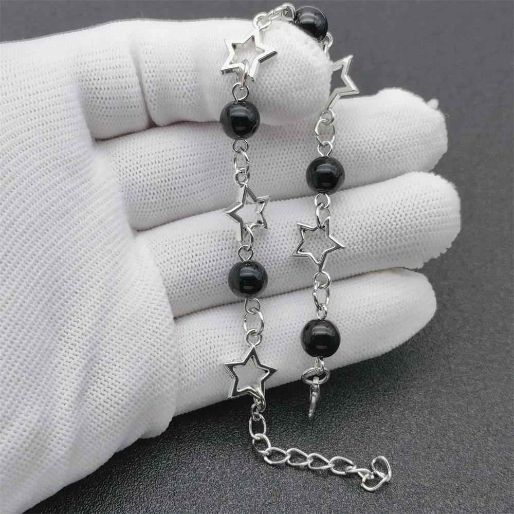 Браслет с искусственной полой пятиконечной звездой, браслет в стиле панк с имитацией жемчуга, новый браслет в стиле поп-панк