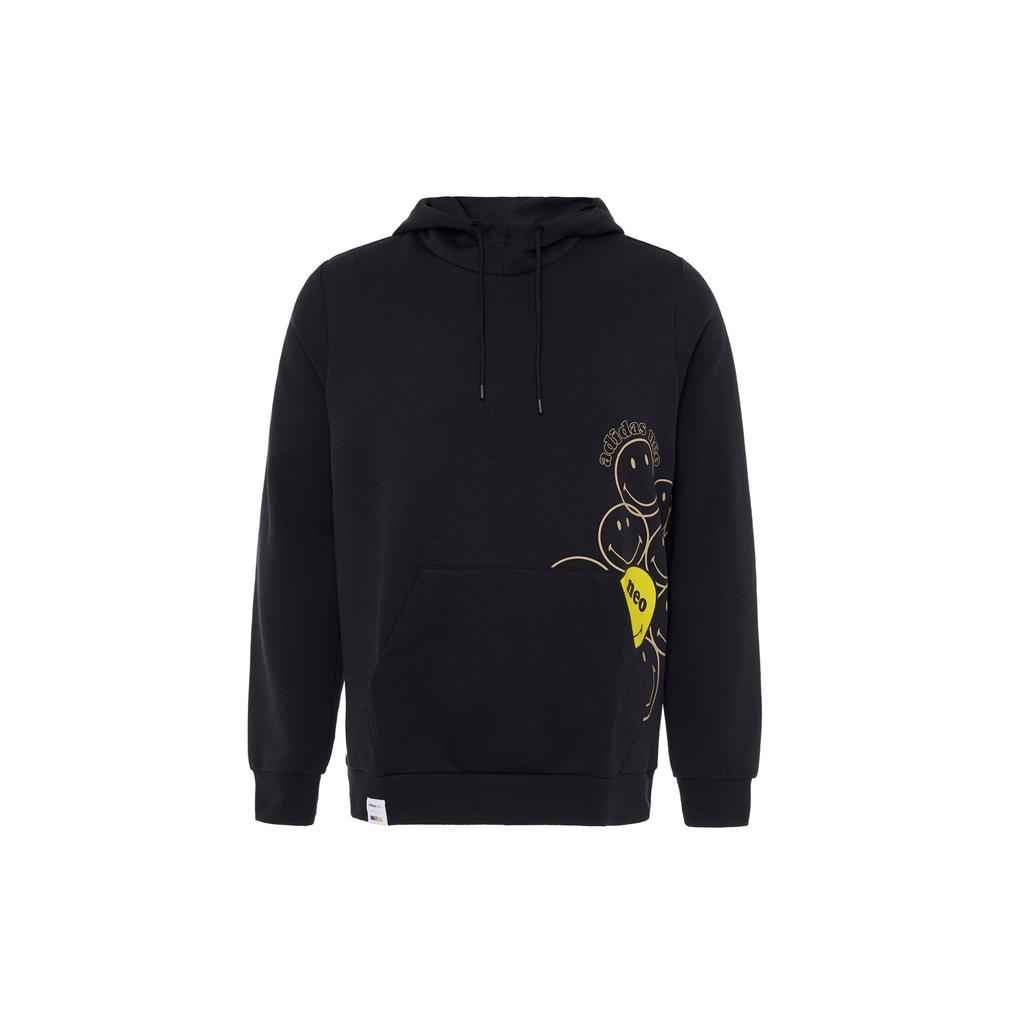 adidas Neo X Smiley Co-брендовая повседневная дышащая спортивная толстовка с капюшоном для мужчин, черная HE7955