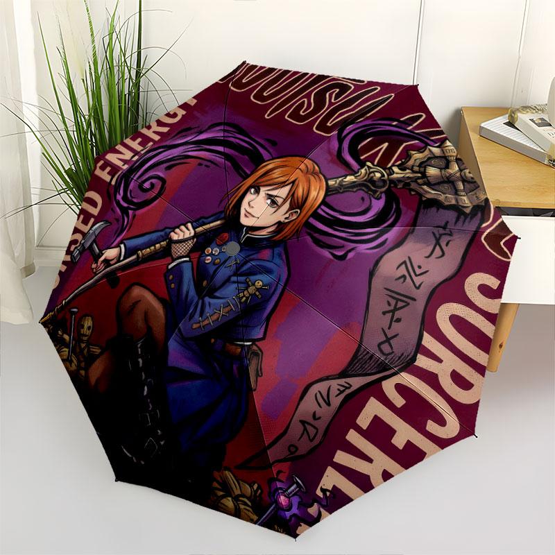 1 PC Automatic Folding Umbrella - Jujutsu Kaisen Pattern Portable Foldable Design With 8 Ribs Christmas Birthday Gifts