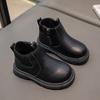 Модные короткие ботинки для мальчиков и девочек, нескользящие ботинки в британском стиле, детские ботинки с боковой молнией, кожаные ботинки с противоскользящим покрытием