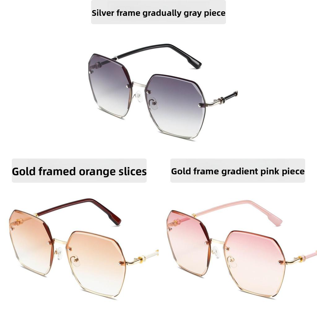 Summer Hexagon Fashion Sun Glasses With Metal Frame And Gray Ac Lenses For Parties And Stage