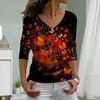 Black Hole Butterfly Print Women Tshirts Ladies Tops Long Sleeve V-neck Pullover Femme T-shirts T Shirt For Women