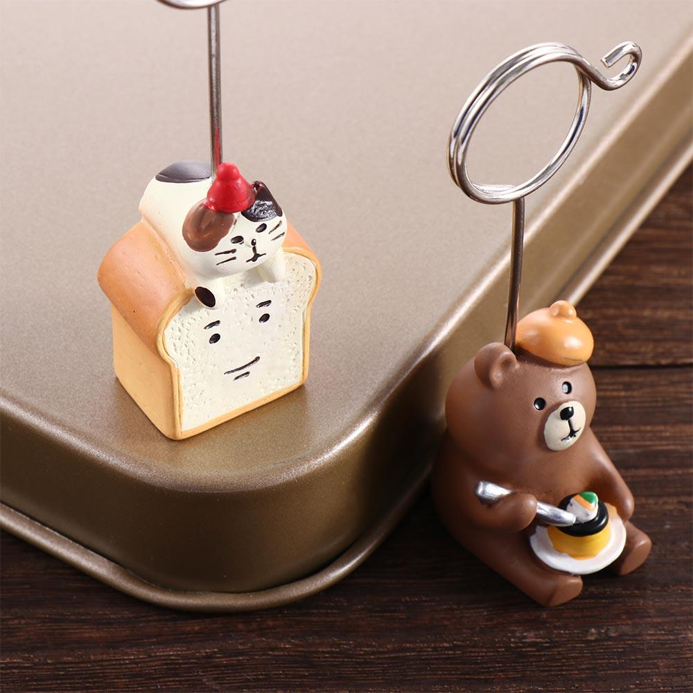 School Resin Kawaii Message Holder Folder Clip Photo Card Stand Memo Clip Memo Holder Bread Cat
