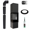 Freestanding Stove KRATKI REN BLACK L Left 7 kW Ø150 Mounting Kit