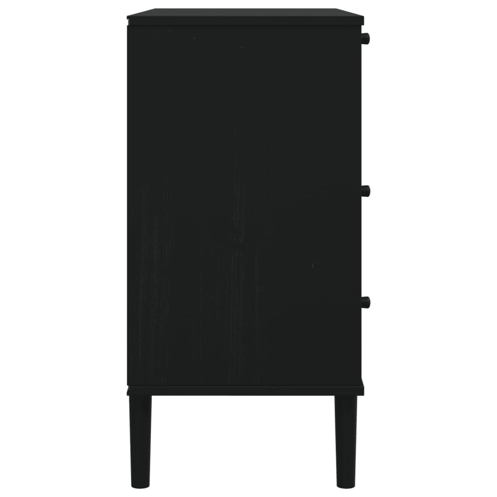 SENJA Drawer Chest Rattan Look Black 80 x 40 x 80 cm Pine Wood