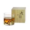 Hot Clear Large Japanese 3D Mountain Whiskey Glasses Vintage Iceberg Whisky Wine Tasting Cup Wood Gift Box Cognac Vodka Tumbler