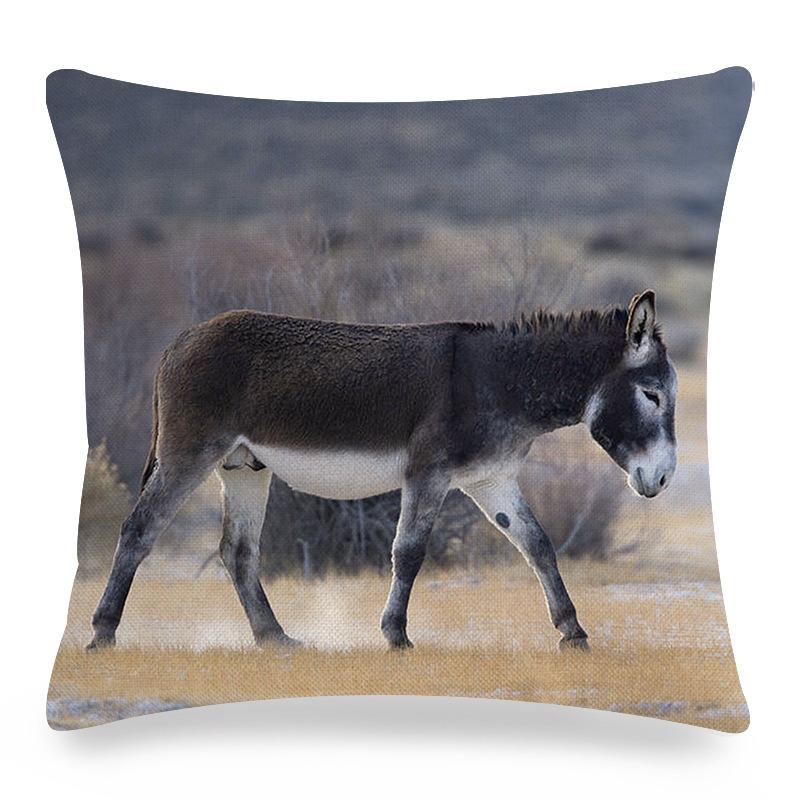 Happy And Cute Donkey Digital Printing Short Plush Pillow Covers Decorative For Car Sofa Office Cushion Cover Home Goods