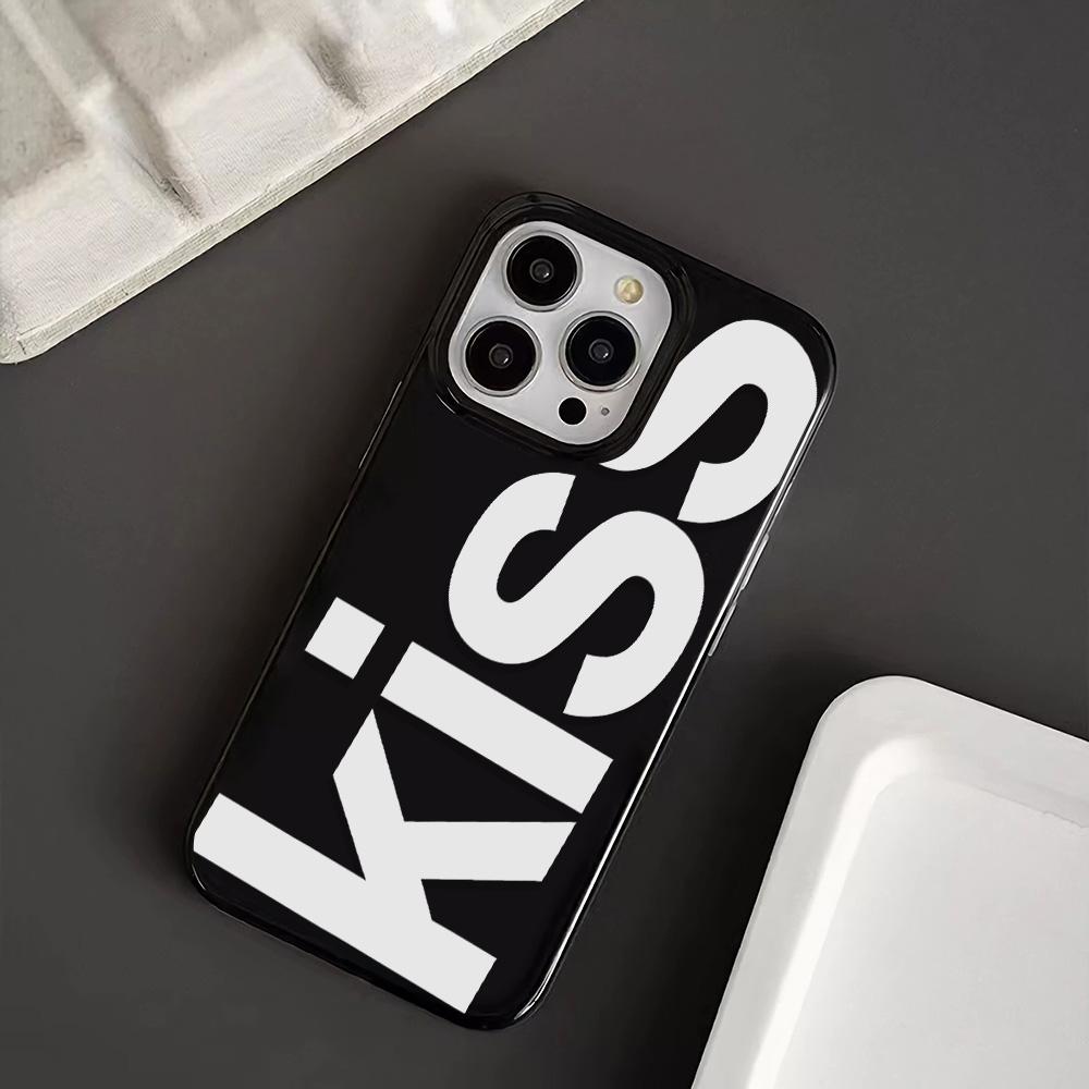 Minimalist Black and White Letter Art Phone Case for iPhone 17 16 15 14 13 12 11 Series Pro Max Plus Double Layer Protection