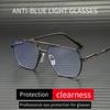 New Business Polygonal Frame Anti-Blue Light Double-Beam Frame Blue Light  Glasses for Men Metal Frame Computer  Glasses 6008