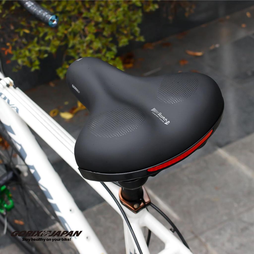 GORIX Bicycle Suspension Saddle for Cross Thick Road Bike Rear Shock Spring Sports Design Bikes, Cushion, Waterproof, Wide, Built-in Spring, Seat,