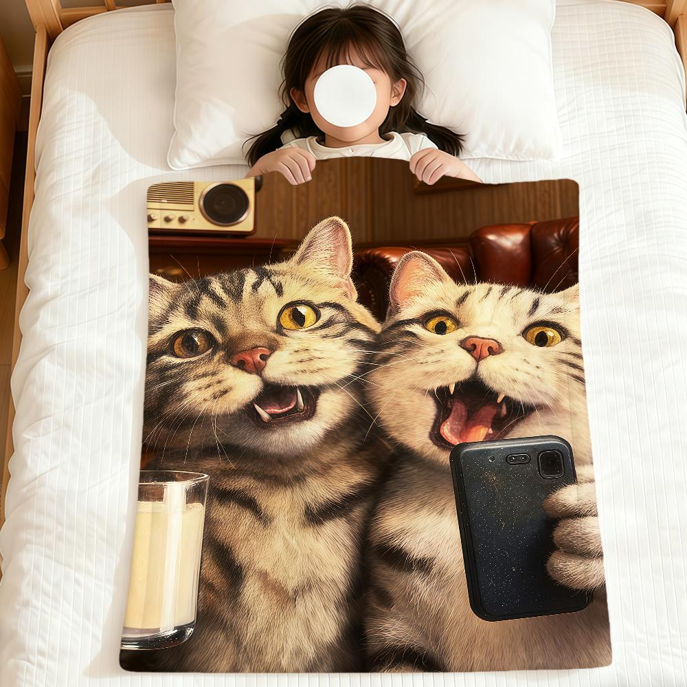 Кавайный котенок винтажный милый смешной кот мягкое теплое плюшевое одеяло общежитие диван гостиная питомец дом спальня подарок дремота дом Фланель