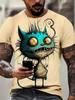 Animal Graffiti Fun Funny Funny 3D Printed Men's T-shirt Personality Vintage Plus Size Casual Loose Crew Neck Short Sleeve Top