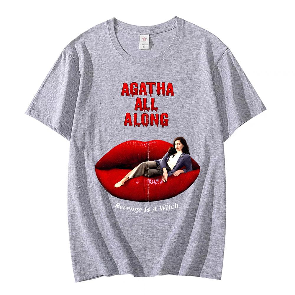 Agatha All Along T-Shirt Cotton Graphic Tees Revenge Is A Witch New Design Tshirts Oversized Red Lips Graphic Printing Clothing
