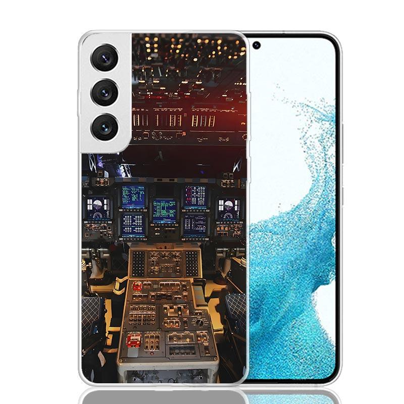 Aviation Aeroplane Pilot Cockpit Phone Case For Samsung Galaxy S26 S25 Edge S24 S23 FE S22 Ultra S21 Plus S20 + Fundas Cover Coq