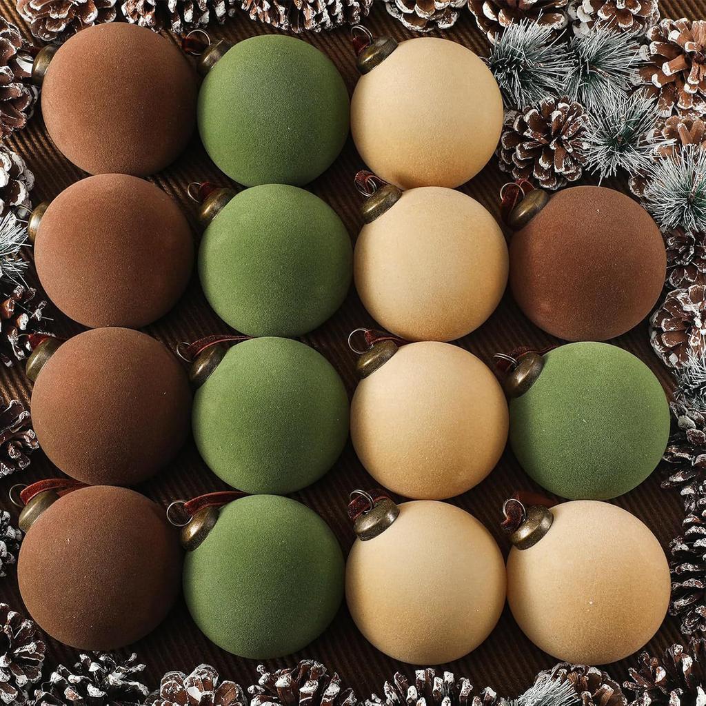 Рождественское украшение Флок Рождественский шар 8см 15ШТ Разноцветный Небьющийся Праздничный Новогодний Аксессуар для украшения елки