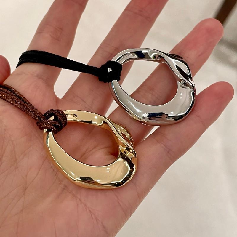 Женское черное ожерелье с подвеской из веревки - Металлический круг Дун Цзе, Длинная цепочка для свитера, Винтажный роскошный стиль