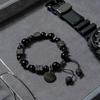 Black Bracelet Lava Square Volcanic Stone Bracelet Men'S Matte Black Glass Beads