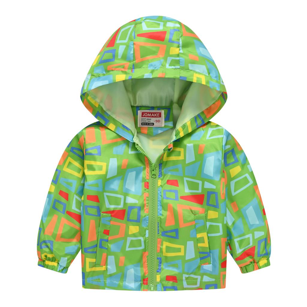 Легкая модная куртка для мальчиков и девочек, повседневная куртка с капюшоном и принтом от ветра для маленьких детей