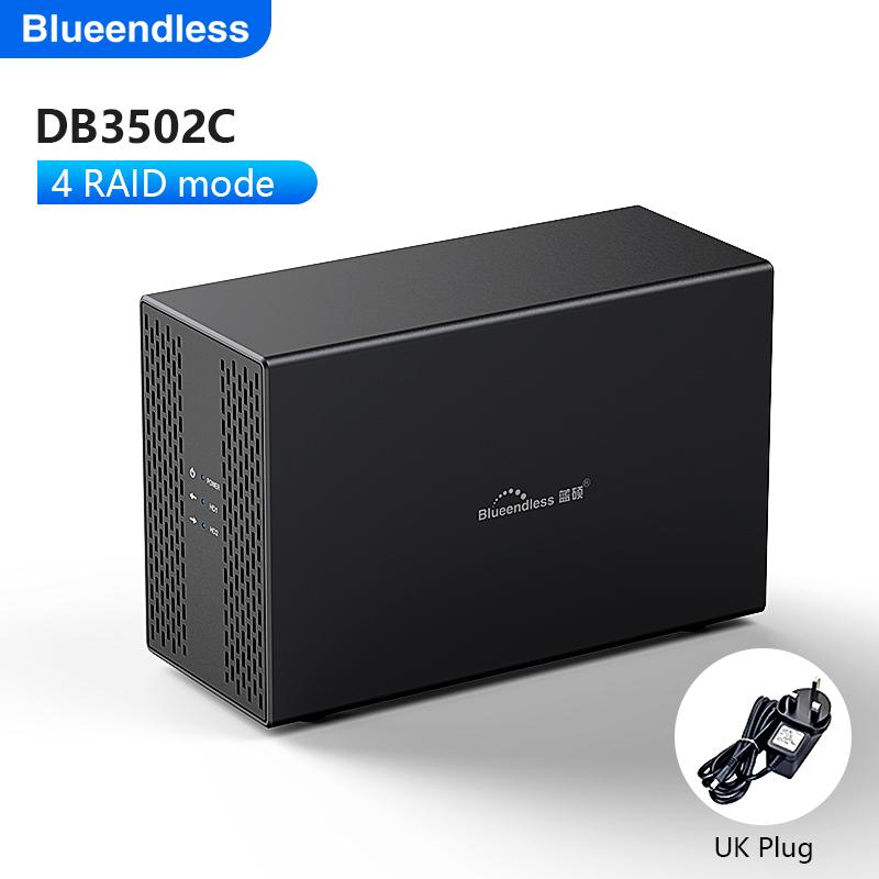 Blueendless Двухсекционный корпус с охлаждением для 3,5-дюймовых жестких дисков, внешний USB 3.0 Type C, корпус для двух HDD, корпус сервера SATA Array