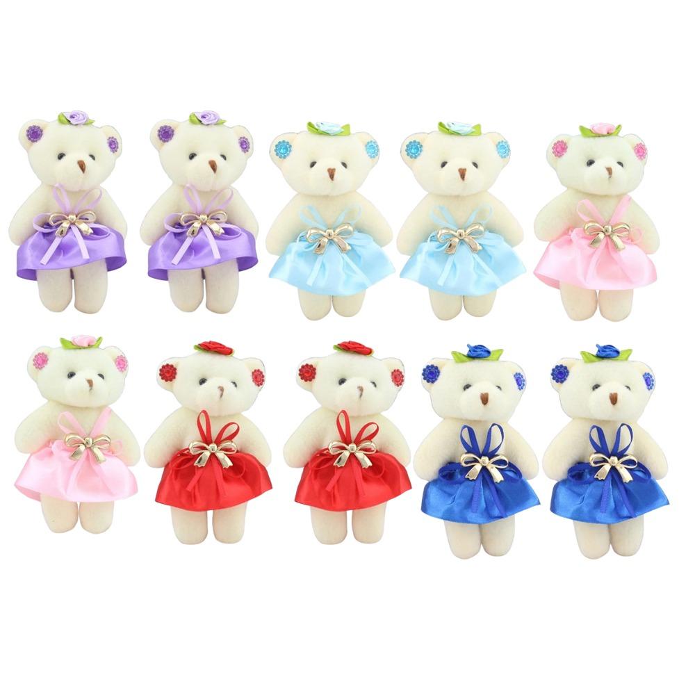 10pcs/set Plush Animal Mini Bear Flower Bouquet Cartoon Bear Plush Toys  Valentine's Day