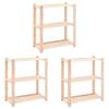 VidaXL 3-Tier Storage Shelves 3 Pcs 80x38x90 Cm Pine 150 Kg