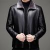 Повседневная мужская кожаная куртка с меховым покрытием для людей среднего и пожилого возраста, флисовая утолщенная овчинная куртка, зимняя