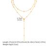 Stainless Steel Bead Chain Tassel Double-layer Y-shaped Necklace for Women, Simple Heart Flower Zircon Gold Plated Long Necklace