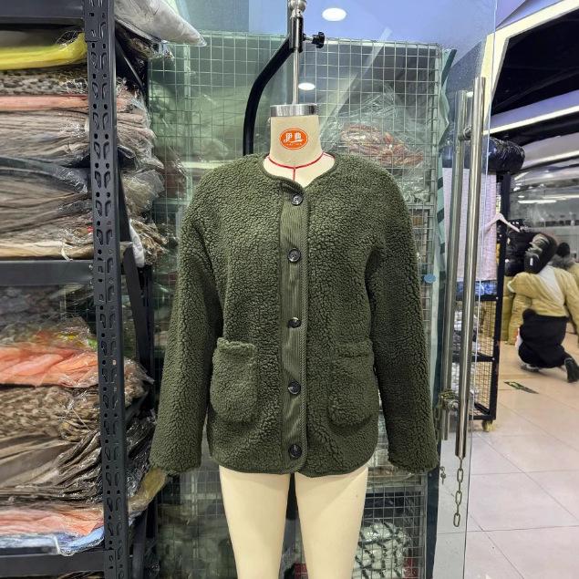 Women'S Leopard Print Casual Loose Long Sleeve Lamb Fleece Jacket