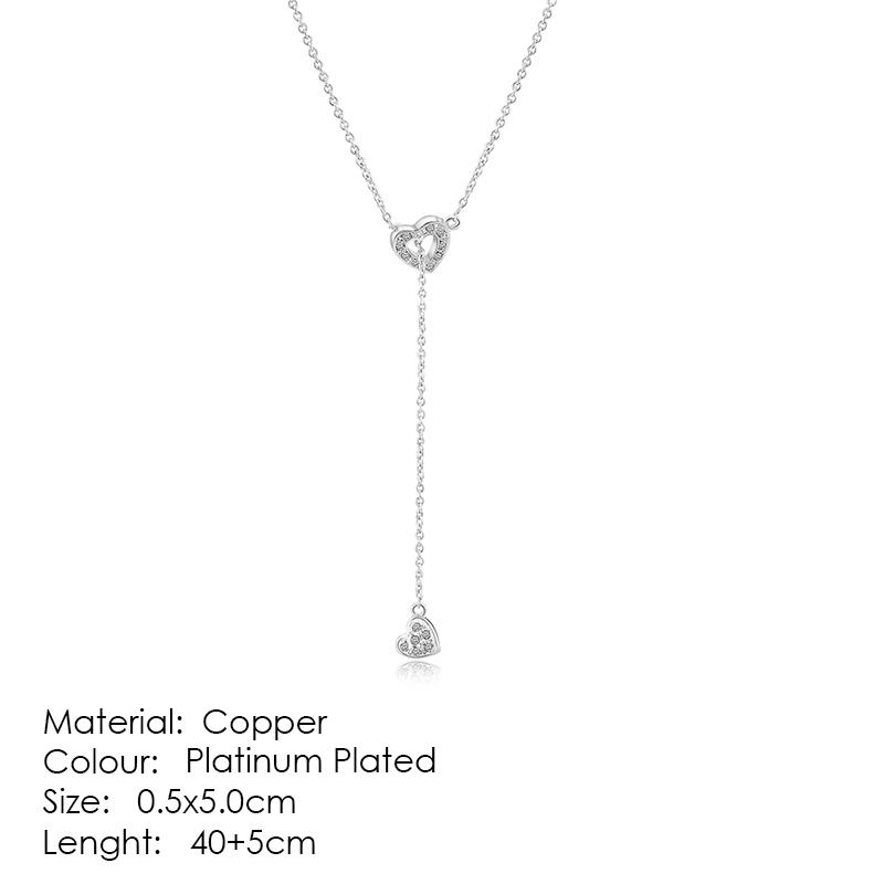 ZHOUYANG Top Quality Heart to Heart Rose Gold Color Pendant Necklace Jewelry Made with Austria Crystal N062 N063