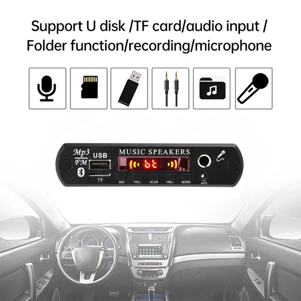 DC 12V Bluetooth MP3 Беспроводное FM-радио Декодер MP3 Плата Автомобильный Музыкальный Динамик USB Питание Аудио Модуль с Пультом Дистанционного Управления