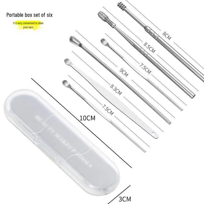 Набор инструментов для чистки ушей из нержавеющей стали для взрослых