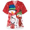 Women Short Sleeve V-neck Tops Working  Christmas Blouse