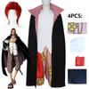 Anime Red Hair Two Years Ago Shanks Cosplay Shanks Red Wig Costume Top Pants Trench Cloak Halloween Party Uniform Suit