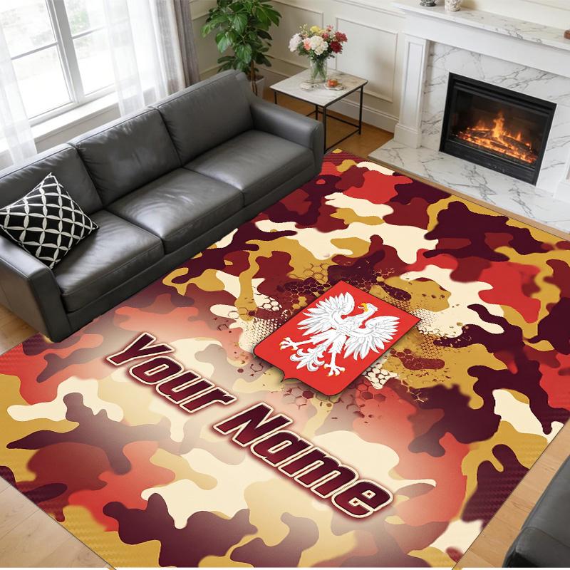 Crystal Velvet Rug Custom Name Text, Soft Non Slip Floor Mat Home DecorPoland Football